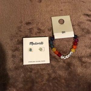 earrings and bracelet